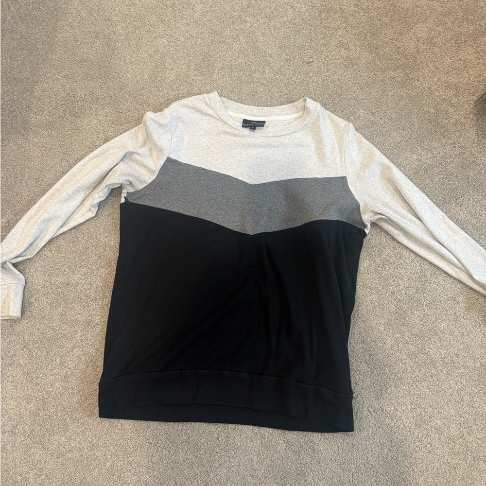 Nursing Friendly Black and Gray Colorblock Sweater